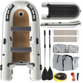 10.5Ft Inflatable Dinghy Boat, 1200 Lbs Capacity, Fishing Rafting Transom Sport Tender, Inflatable Pontoon Boat for Adults, EVA Foam Floor, 2 Aluminum Seats, 6 Handles, 2 Paddle Holders