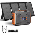 300-Watt Portable Solar Generator W/ Foldable 60-Watt Monocrystalline Solar Panel and 280Wh for Camping, RV, Outdoor Use