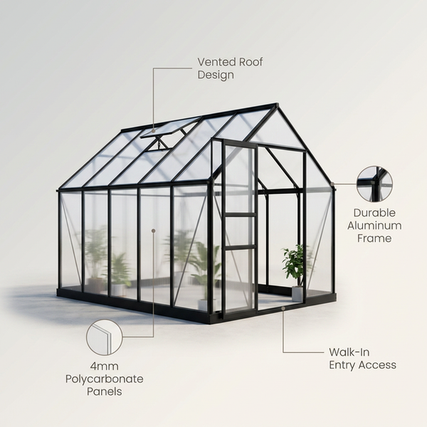 10 Ft. X 14 Ft. Black Frame Clear Garden Greenhouse, Solarium, and Conservatory — Lifestyle
