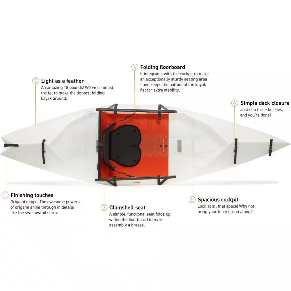 Foldable Kayak Lake : Lightweight, Portable and Stable - Lake and River Kayaks. (White)