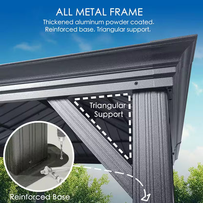 Alexander 12 Ft. X 18 Ft. Aluminum Gray Hardtop Gazebo with Galvanized Steel Roof Gray Color
