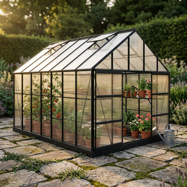 10 Ft. X 14 Ft. Black Frame Clear Garden Greenhouse, Solarium, and Conservatory