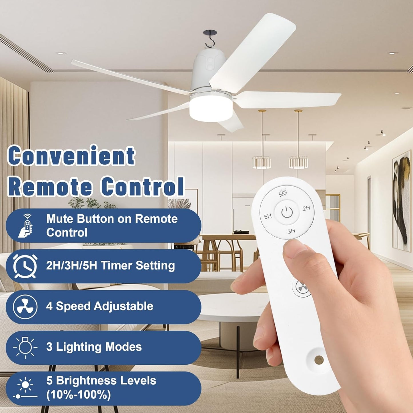 Solar Outdoor Ceiling Fan Light 31.5'', 60W Solar Powered Portable Gazebo Fan with Remote and Hook, 3000K-6000K LED, 40000Mah Large Hanging Canopy Fan (31.5 Inch)